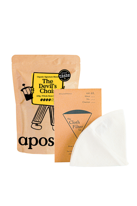 Apostle Coffee 225g Bag & Cloth Filter Co Reusable Filter